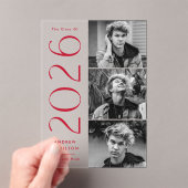 Moderne Rode 3 Foto Acryl Afstudeer Uitnodiging (Insitu (Draagbaar))