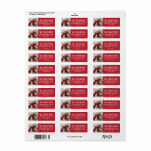 Moderne Rode Aangepaste Kerst Foto Adres Etiket (Full Sheet)