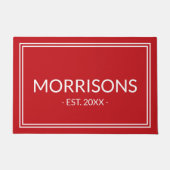 Moderne rode aangepaste naam datum dubbele rand deurmat (Voorkant)