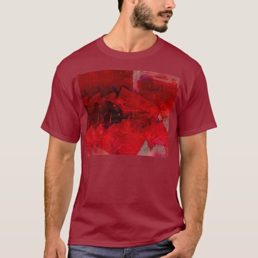 Moderne rode Abstracte schilderkunst T-shirt (Voorkant)