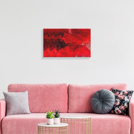 Moderne rode Abstracte schilderkunst verpakt canva Canvas Afdruk (Insitu (Woonkamer))