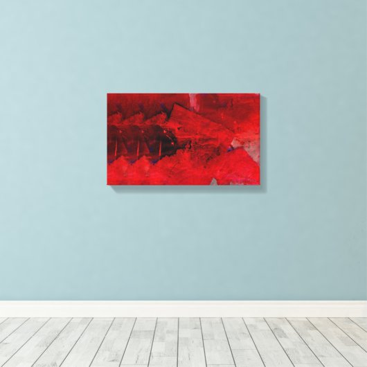 Moderne rode Abstracte schilderkunst verpakt canva Canvas Afdruk (Insitu (Houten vloer))