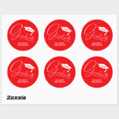 Moderne Rode Afstudeerfeest Ronde Sticker (Vel)
