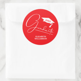 Moderne Rode Afstudeerfeest Ronde Sticker