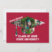 Moderne Rode Afstuderen Vorm Foto Collage Party Kaart (Voorkant)