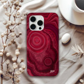 Moderne Rode Agaat Marmeren Patroon met Monogram Case-Mate iPhone Case