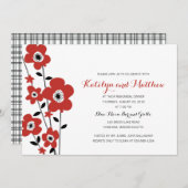 Moderne rode annemonbloem | repetitief diner kaart (Voorkant / Achterkant)