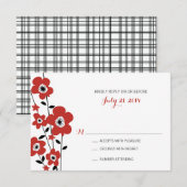 Moderne rode annemonbloem | Weddenschap RSVP Kaartje (Voorkant / Achterkant)