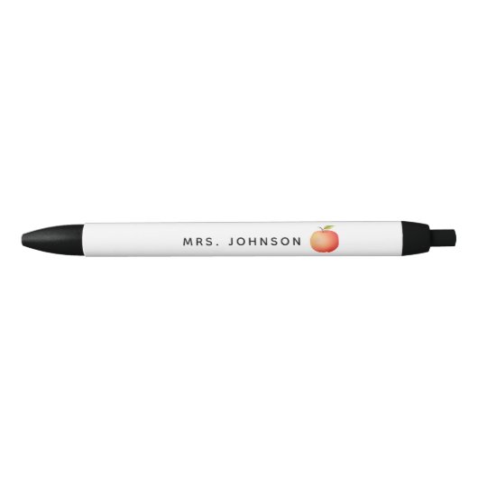 Moderne rode appel lerarenmonogram zwarte inkt pen (Voorkant)