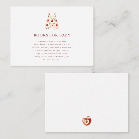 moderne rode Apple Books voor Baby shower Request Informatiekaartje (Voorkant / Achterkant)