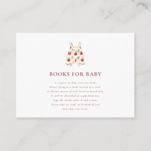 moderne rode Apple Books voor Baby shower Request Informatiekaartje (Voorkant)