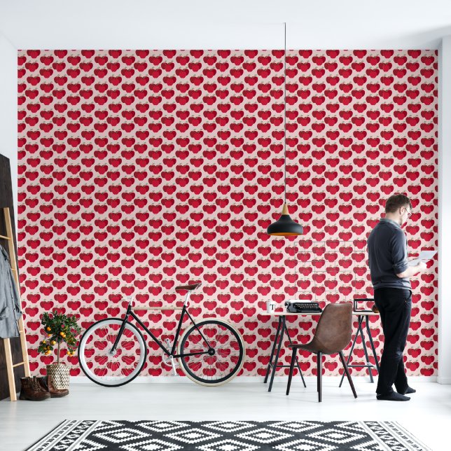 Moderne Rode Apple Patroon Wallpaper 2x8 Voet Behang (Woonkamer)