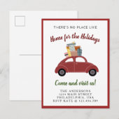 Moderne rode auto met cadeau kerstvakantie aankondigingskaart (Voorkant / Achterkant)