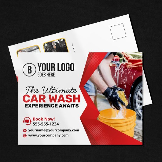 Moderne Rode Auto Wassen Auto Detailing Auto Care Briefkaart