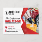 Moderne Rode Auto Wassen Auto Detailing Auto Care Briefkaart (Voorkant)