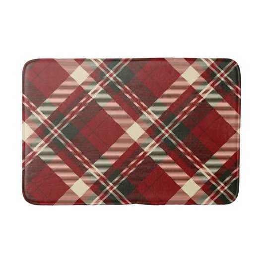 Moderne Rode Beige Kerstpatroon Badmat (Voorkant)