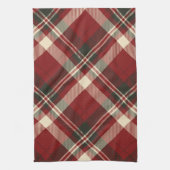 Moderne Rode Beige Kerstpatroon Theedoek (Verticaal)