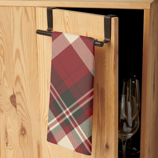 Moderne Rode Beige Kerstpatroon Theedoek (Derde Gevouwen)
