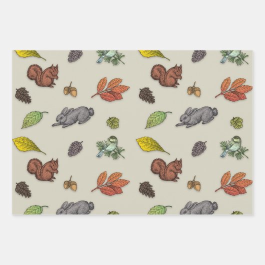 Moderne Rode Berry Kerstvogel Rood Grijs Wrapping Inpakpapier Vel (Voorkant 2)