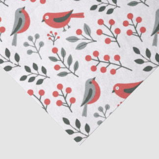 Moderne Rode Bes Kerstvogel Tissuepapier