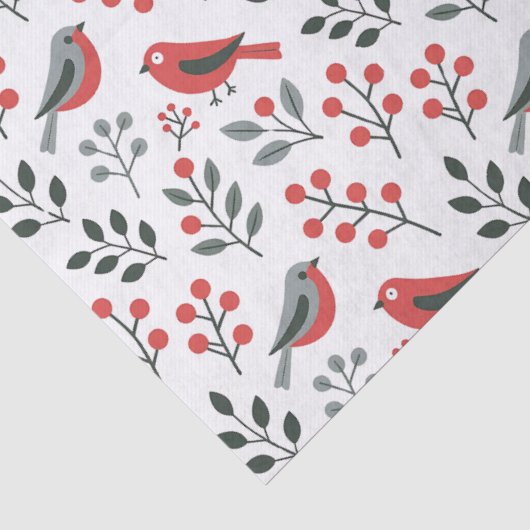 Moderne Rode Bes Kerstvogel Tissuepapier (Detail)