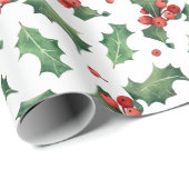 Moderne rode bessen kerst cadeaupapier (Rol Hoek)