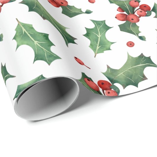 Moderne rode bessen kerst cadeaupapier (Rol Hoek)