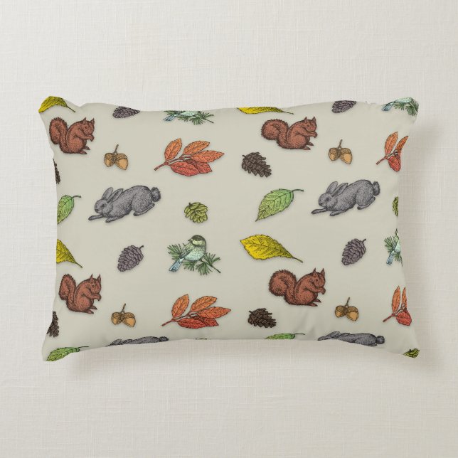 Moderne rode bessen Kerstvogel rood grijs wikkelen Accent Kussen (Voorkant)