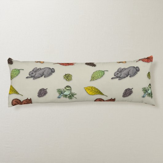 Moderne rode bessen vogel Body Kussen (Achterkant)