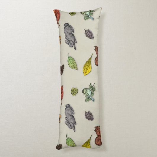 Moderne rode bessen vogel Body Kussen (Achterkant (Verticaal))