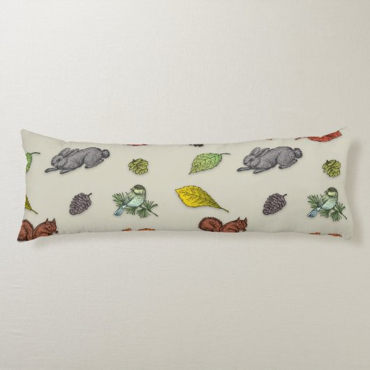 Moderne rode bessen vogel Body Kussen (Voorkant)