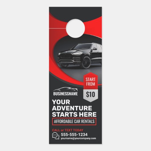 Moderne rode betaalbare auto huren Auto huren Auto Deurhanger (Voorkant)