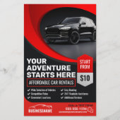 Moderne rode betaalbare auto huren Auto huren Auto Flyer (Voorkant)