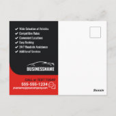 Moderne Rode Betaalbare Autohuur Auto Huur Briefkaart (Achterkant)