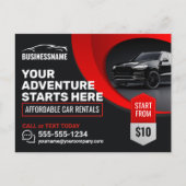 Moderne Rode Betaalbare Autohuur Auto Huur Briefkaart (Voorkant)