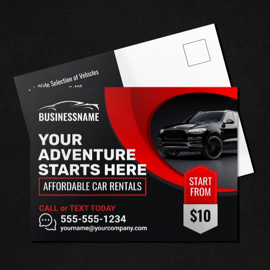 Moderne Rode Betaalbare Autohuur Auto Huur Briefkaart
