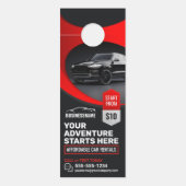 Moderne Rode Betaalbare Autoverhuur Auto Huur Deurhanger (Voorkant)