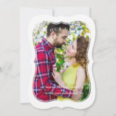 Moderne rode beugel met vormig effect foto-koppeli kaart (Voorkant)