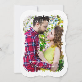 Moderne rode beugel met vormig effect foto-koppeli kaart