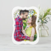 Moderne rode beugel met vormig effect foto-koppeli kaart (Staand voorkant)