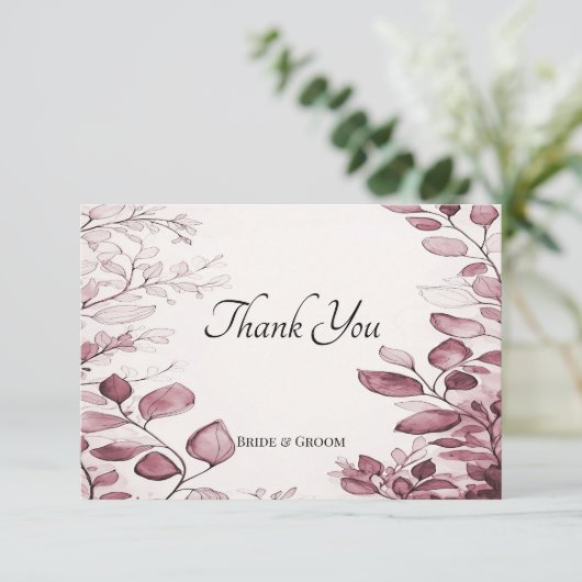 Moderne rode bladeren bedankje bedankkaart (Staand voorkant)