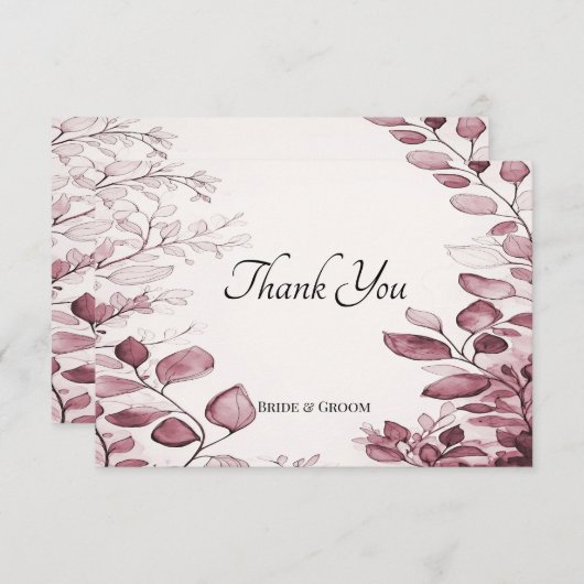 Moderne rode bladeren bedankje bedankkaart (Voorkant / Achterkant)