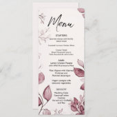 Moderne rode bladeren bruiloft menu (Voorkant / Achterkant)