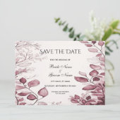 Moderne rode bladeren sparen de datum save the date (Staand voorkant)