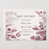 Moderne rode bladeren sparen de datum save the date (Voorkant / Achterkant)