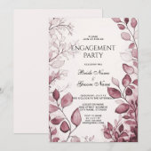 Moderne Rode Bladeren Verlovingsfeest Kaart (Voorkant / Achterkant)