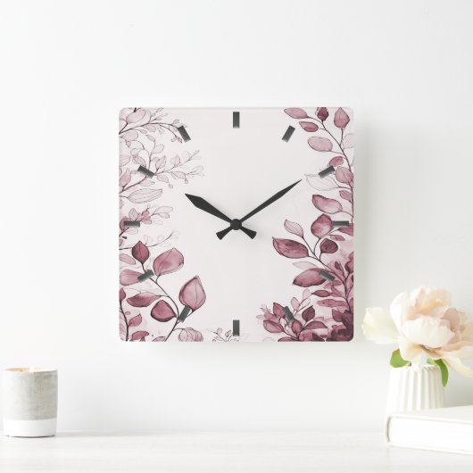 Moderne rode bladeren wandklok (Huis)