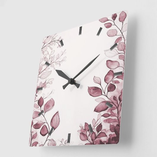 Moderne rode bladeren wandklok (Hoek)