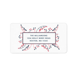 Moderne rode blauwe bessen botanische illustratie etiket