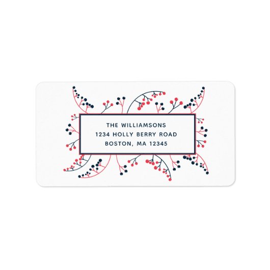 Moderne rode blauwe bessen botanische illustratie etiket (Voorkant)